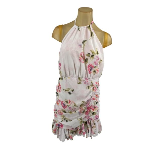 Guess Womens Floral Print Halter Dress size XL White & Pink - Picture 2 of 15